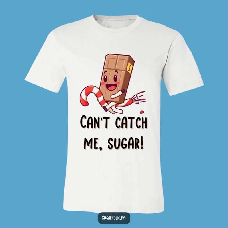 Funny Chocolate Bar on Candy Cane T-Shirt: The Sweetest Joyride Gift!
