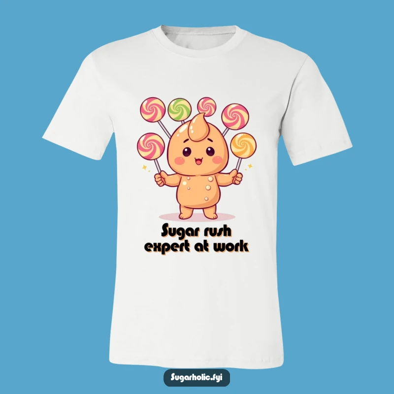 Funny Blushing Caramel Candy T-Shirt - Hilarious Gumdrop Juggling Tee for Sweet Moments