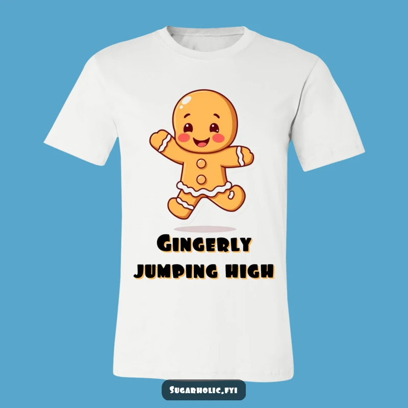 Funny Blushing Gingerbread Man T-Shirt: Happy Leap, Hilarious & Sweet Tee