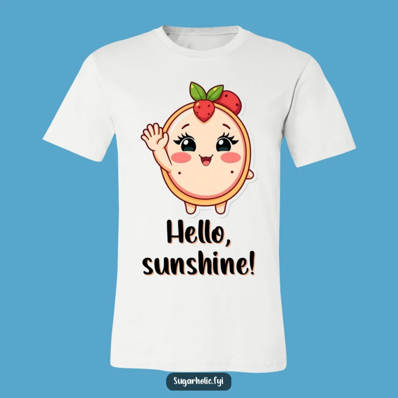 Funny Fruit Tart T-Shirt - Blushing Waving Character Tee, Great Gift