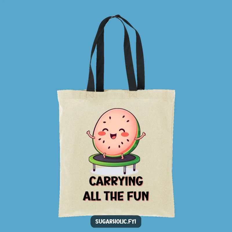 Funny Watermelon Trampoline Tote Bag - Joyful Fruit Accessory, Gift Idea