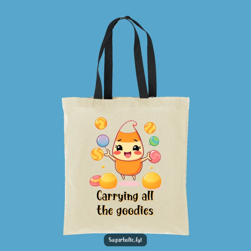 Funny Candy Corn Tote Bag: Carry Your Goods with Juggling Character Flair