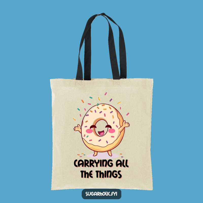 Funny Donut Sprinkle Juggling Tote Bag - Witty Pastry Shopping Bag