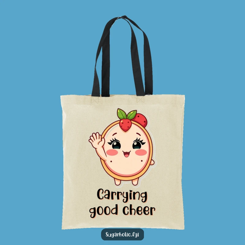 Funny Fruit Tart Tote Bag - Blushing Waving Accessory, Gift Idea