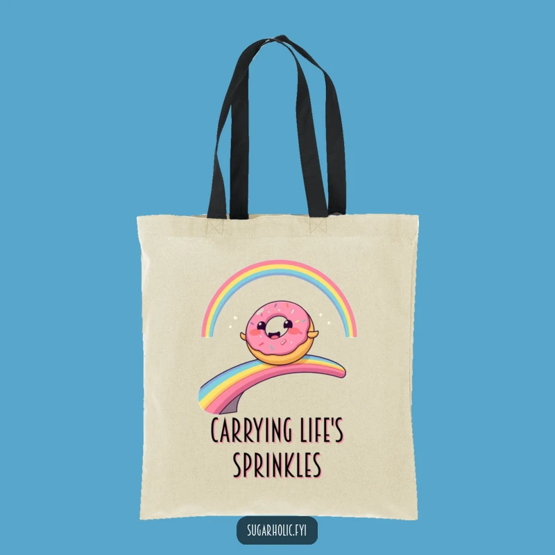Funny Donut Rainbow Slide Tote Bag: Carry Your Laughs in Style