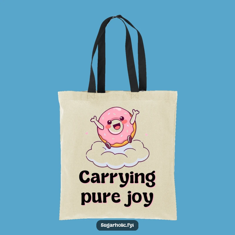 Funny Doughnut Cartwheel Tote Bag: Whimsical Cartoon Character Accessory, Great Funny Gift