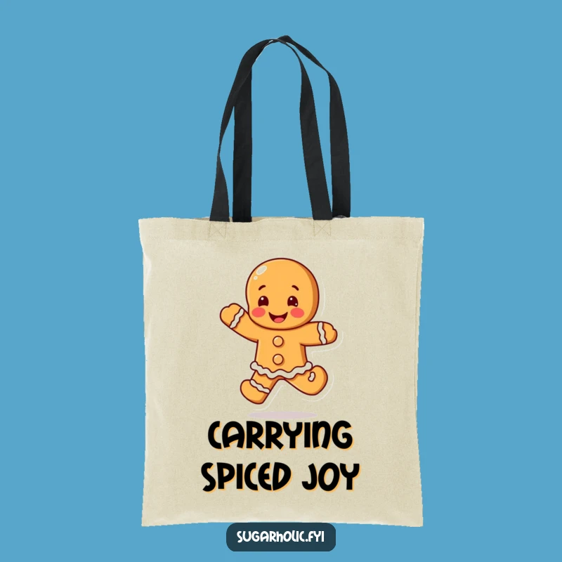 Funny Blushing Gingerbread Man Tote: Happy Leap, Sweet & Hilarious Gift
