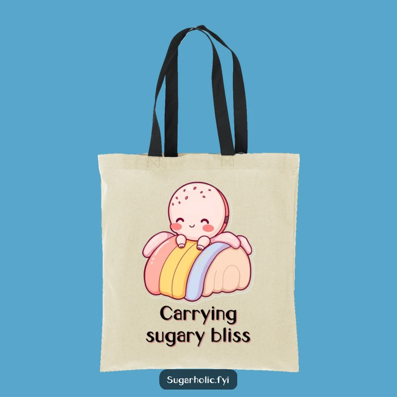 Funny Macaroon Rainbow Slide Tote Bag - Sweet Blush Shopping Bag