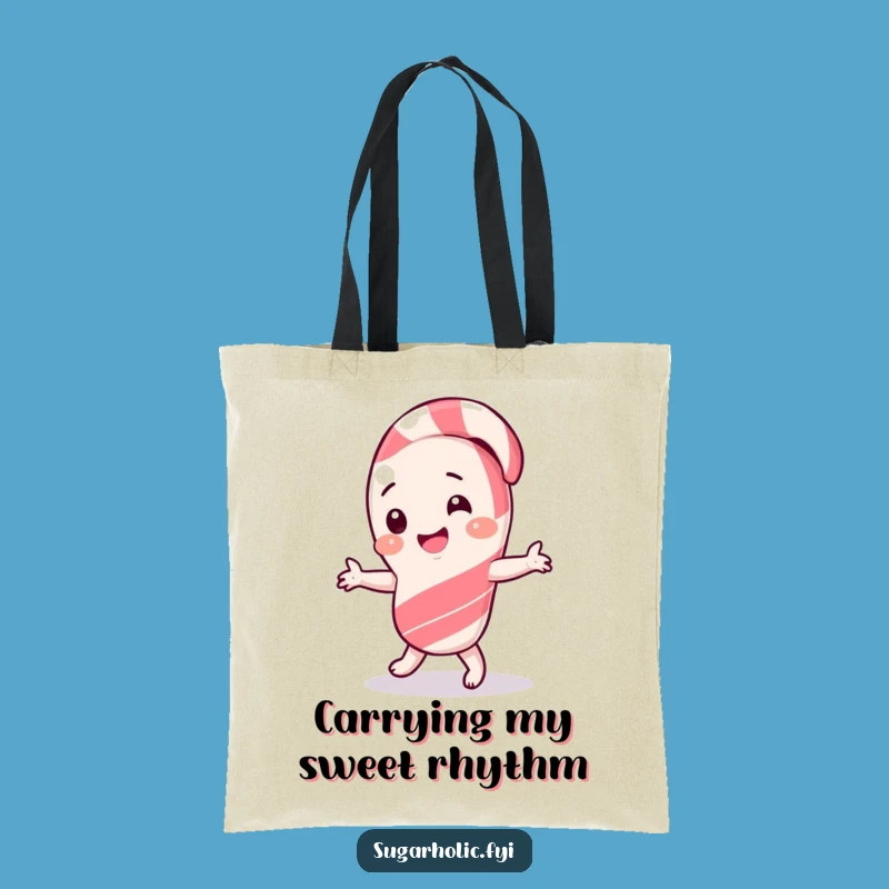 Funny Candy Cane Dance Tote Bag - Durable Giggling Character