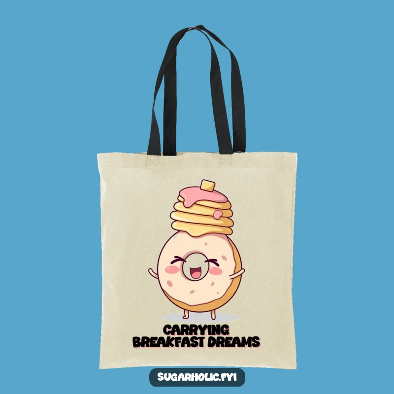 Funny Donut Pancake Wink Tote Bag: Carry Enthusiastic Character Style Gift