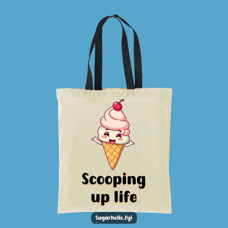 Funny Ice Cream Spin Tote Bag: Cherry Character Carry-All, Perfect Funny Gift