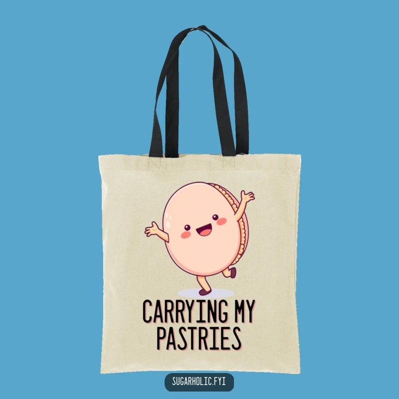Funny Macaron Tote Bag: Carry Your Goods with Cartwheeling Character Fun