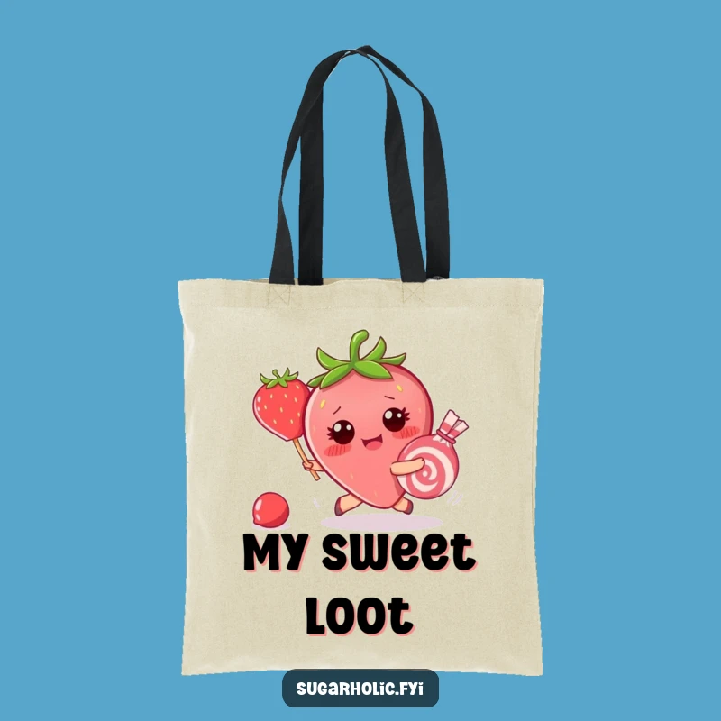 Funny Strawberry Candy Chase Tote Bag: Carry Your Sweet Adventures