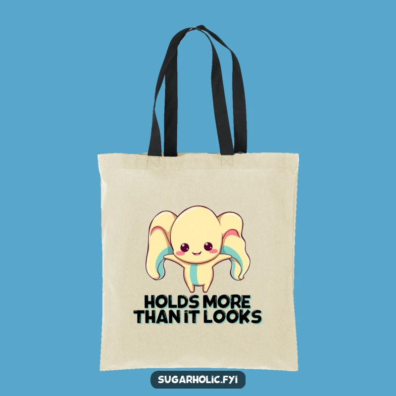 Funny Taffy Character Tote Bag: Stretchy Distorted Design for a Hilarious Everyday Carry