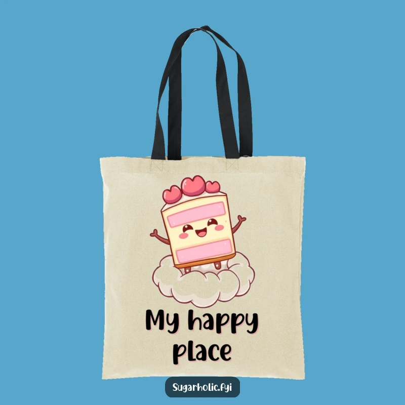 Funny Happy Cake Cloud Tote Bag: Carry Your Dessert Joy